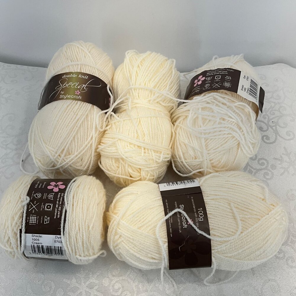 Stylecraft Special Double Knit‎ Yarn Bundle 100% Acrylic 5x100g Balls Cream
